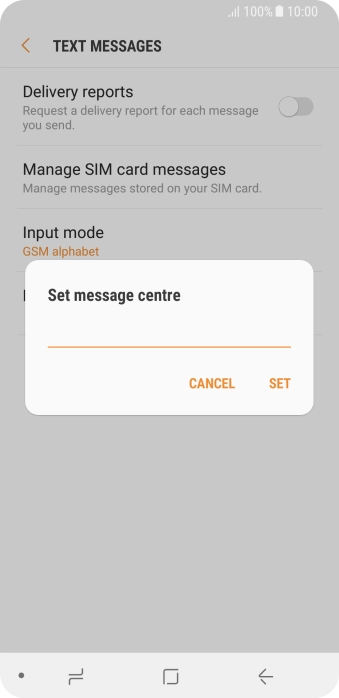 Key in +447958879879 and press SET.