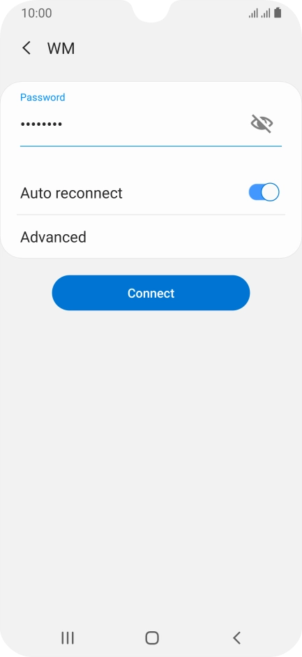 Key in the password for the Wi-Fi network and press Connect.