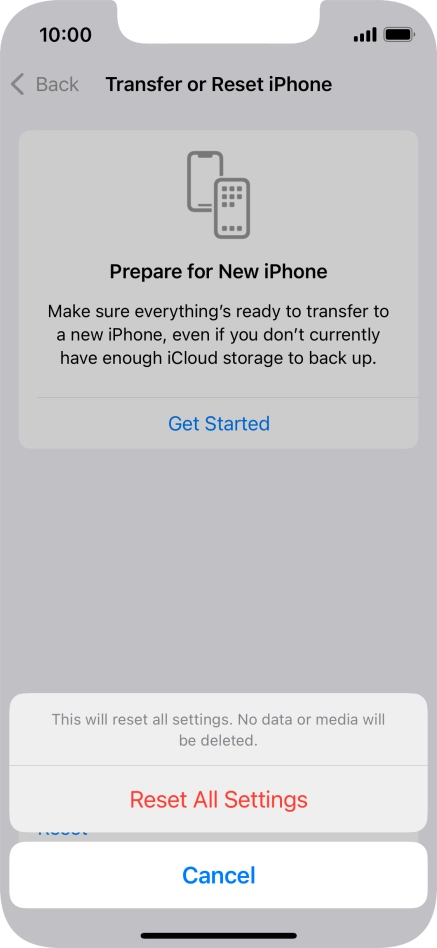 Press Reset All Settings.