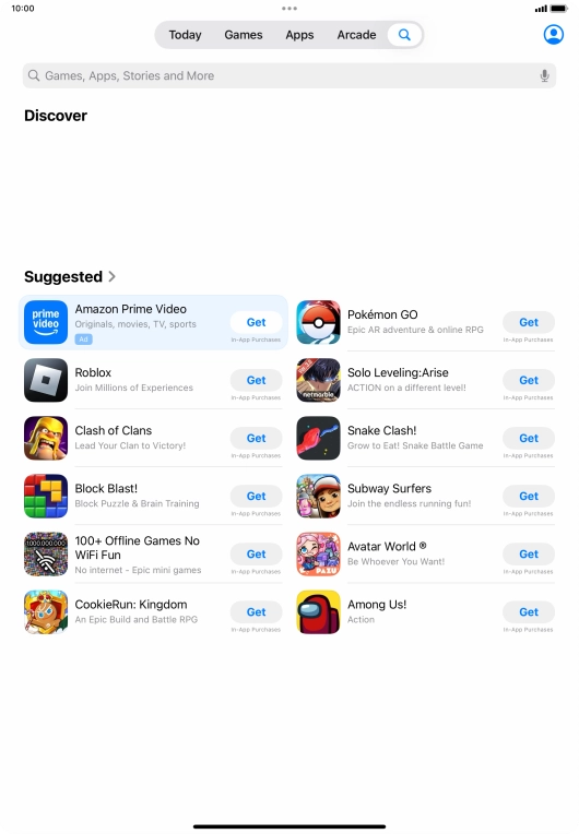 Press the search field.