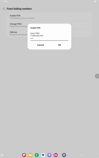 Key in your PIN2 and press OK. The default PIN2 is 0000.
