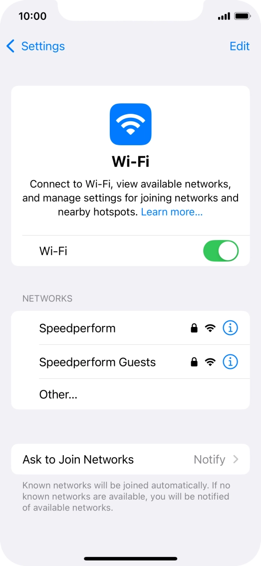 Press the required Wi-Fi network and key in the password for the Wi-Fi network.