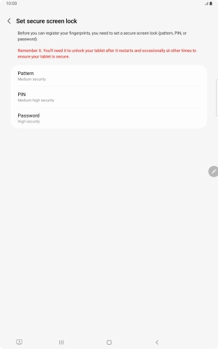 Press the required lock code and follow the instructions on the screen to create an additional lock code.