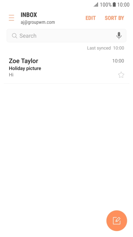 Press the new email message icon.