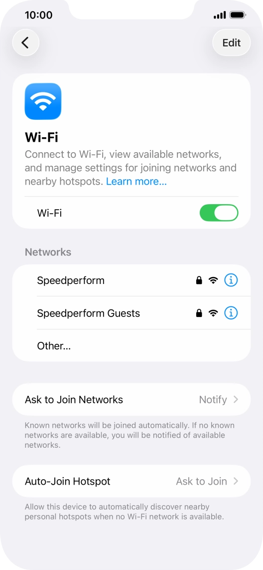 Press the required Wi-Fi network and key in the password for the Wi-Fi network.