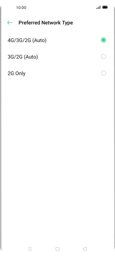 Press the required network mode.