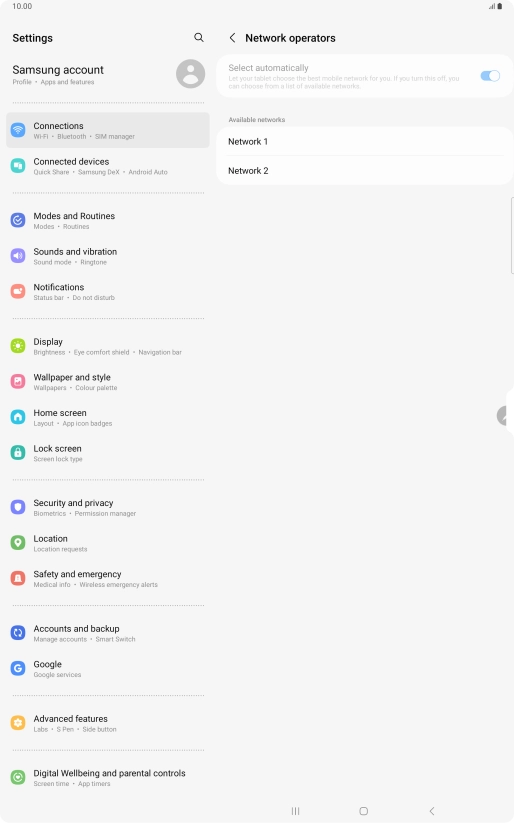 Press the required network.