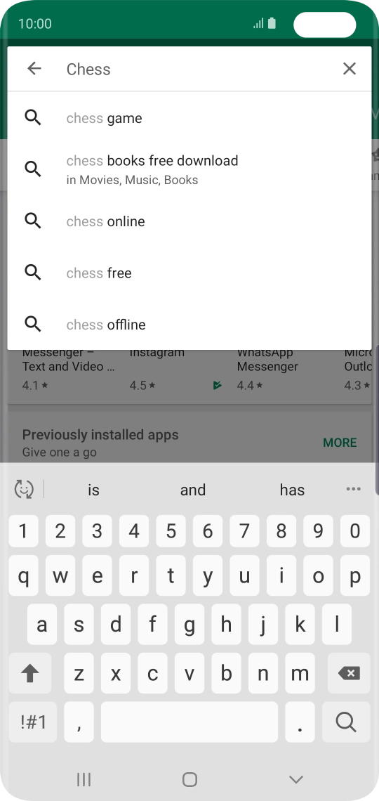 Key in the name or subject of the required app and press the search icon.