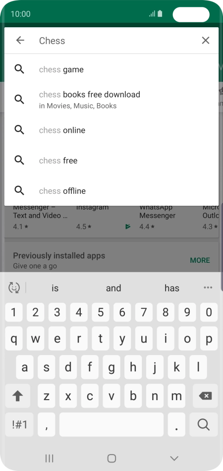Key in the name or subject of the required app and press the search icon.