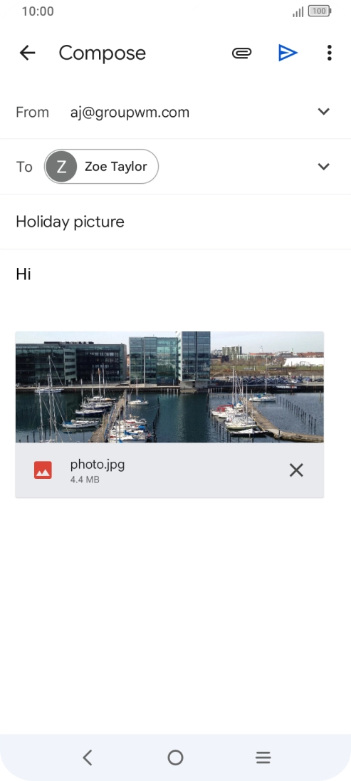Press the send icon when you've finished your email.