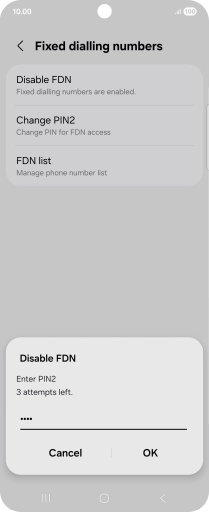 Key in your PIN2 and press OK. The default PIN2 is 0000.
