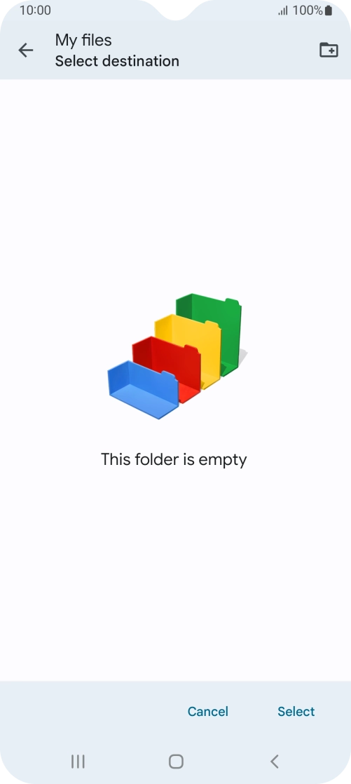 To create a new folder, press the new folder icon and follow the instructions on the screen to create a new folder.