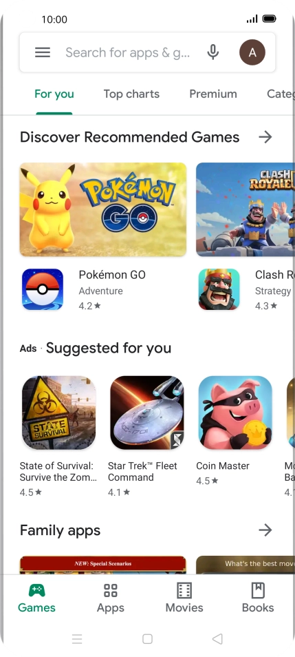 Slide your finger right starting from the left side of the screen.