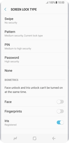 Press None and follow the instructions on the screen to turn off use of phone lock code.