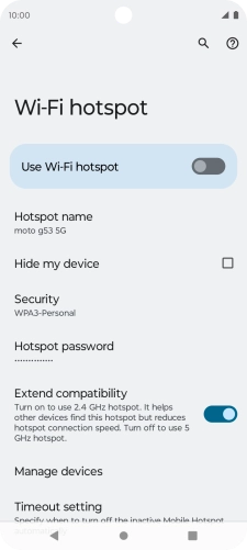 Press Hotspot password.