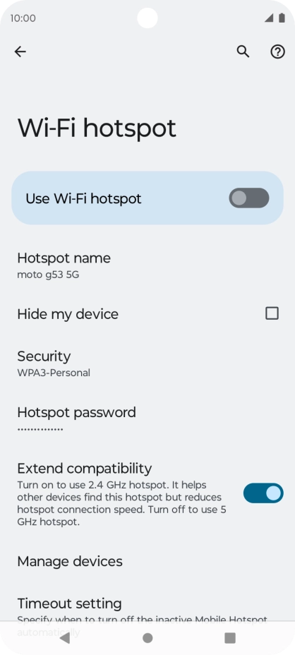 Press Hotspot password.