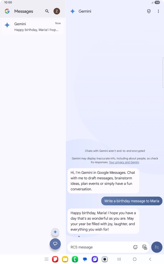 The text suggestion from Gemini is displayed.