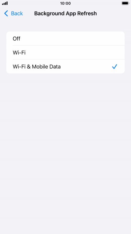 To turn off background refresh of apps, press Off.