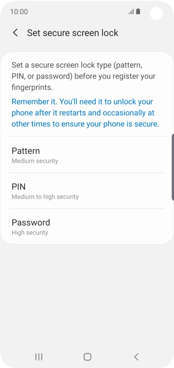 Press the required phone lock code and follow the instructions on the screen to create an additional phone lock code.
