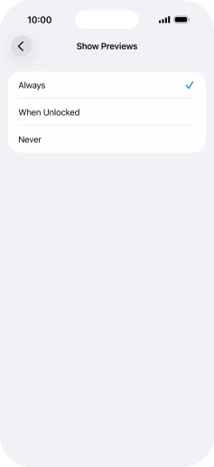 To select notification preview on the lock screen, press Always.