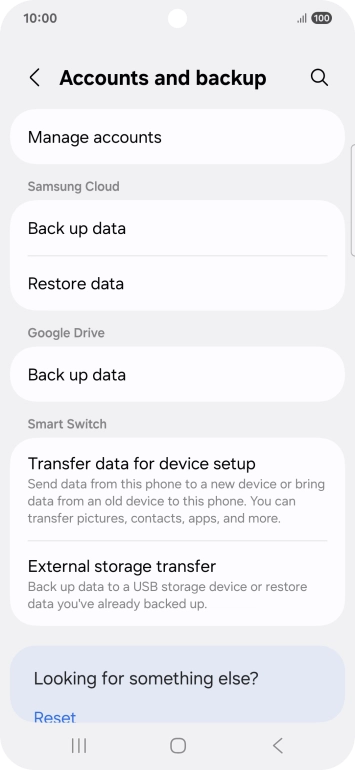 Press Manage accounts.