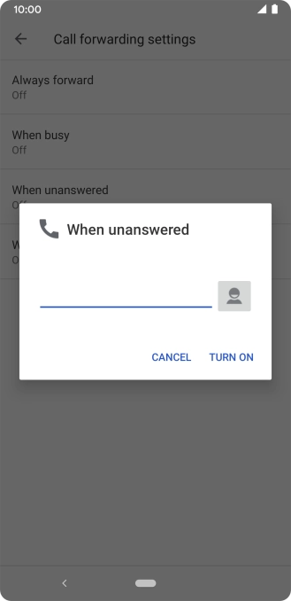 Key in +447953222222 and press TURN ON.