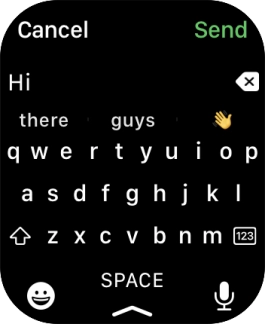 Press the microphone icon and record the message.