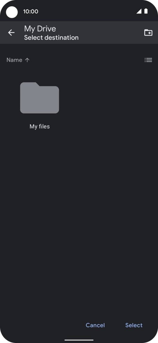To create a new folder, press the new folder icon and follow the instructions on the screen to create a new folder.