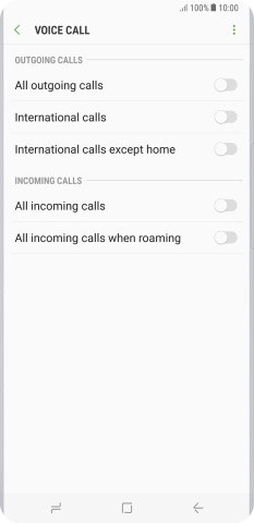 Press the indicator next to the required barring type.