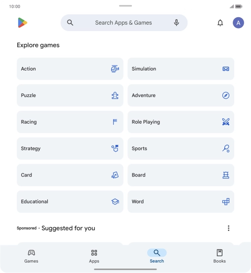 Press the search field.