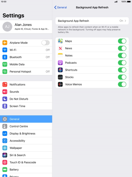 Press Background App Refresh.