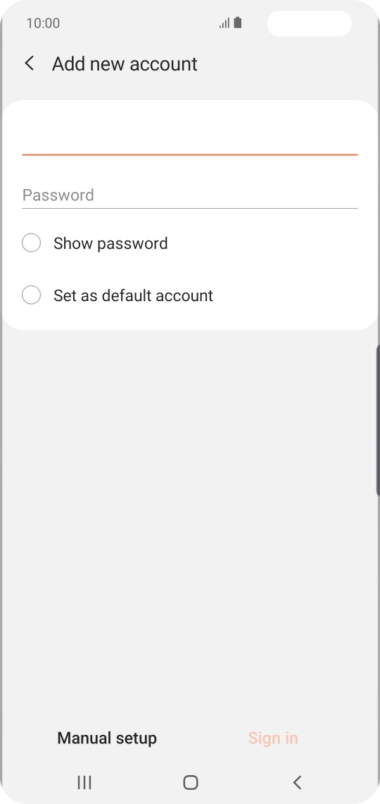Press Password and key in the password for your email account.