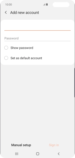 Press Password and key in the password for your email account.