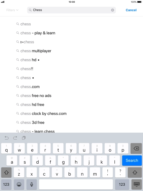 Key in the name or subject of the required app and press Search.