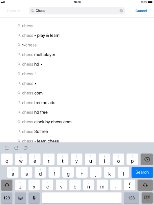 Key in the name or subject of the required app and press Search.