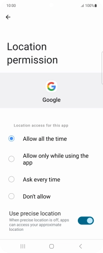 Press the required setting.