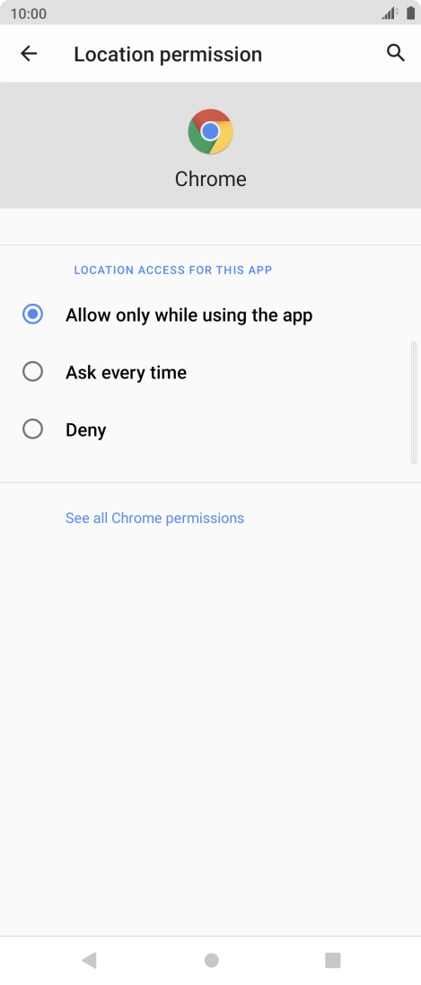 Press the required setting.