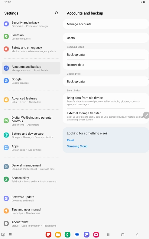 Press Manage accounts.