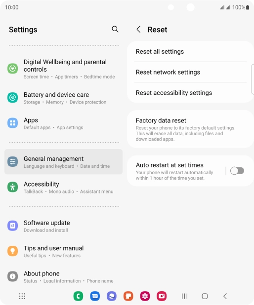 Press Factory data reset.