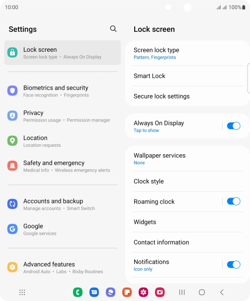 Press Screen lock type and key in the additional phone lock code you created earlier.