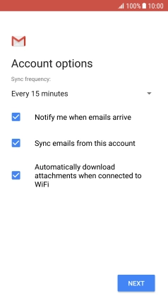If this screen is displayed, you email account has been recognised and set up automatically. Follow the instructions on the screen to key in more information and finish setting up your phone.