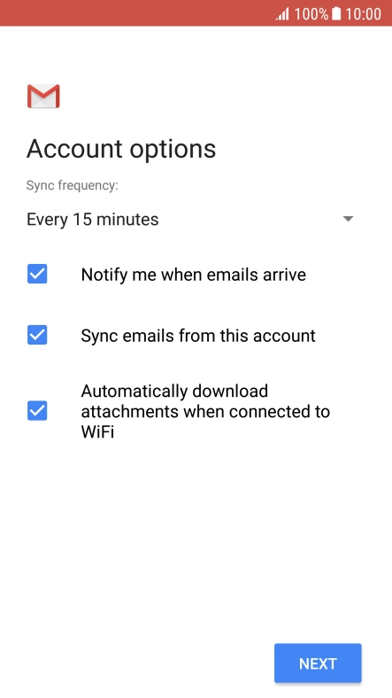 If this screen is displayed, you email account has been recognised and set up automatically. Follow the instructions on the screen to key in more information and finish setting up your phone.