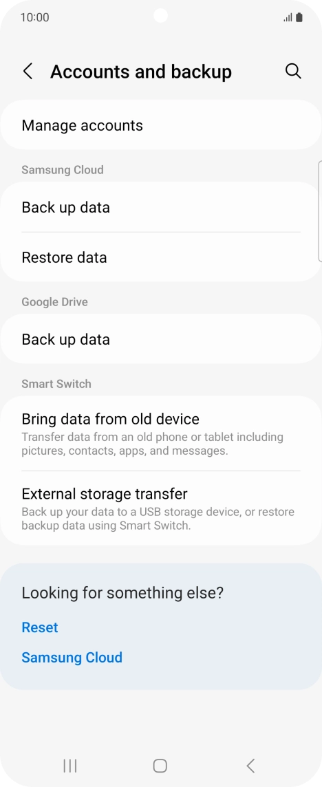 Press Manage accounts.