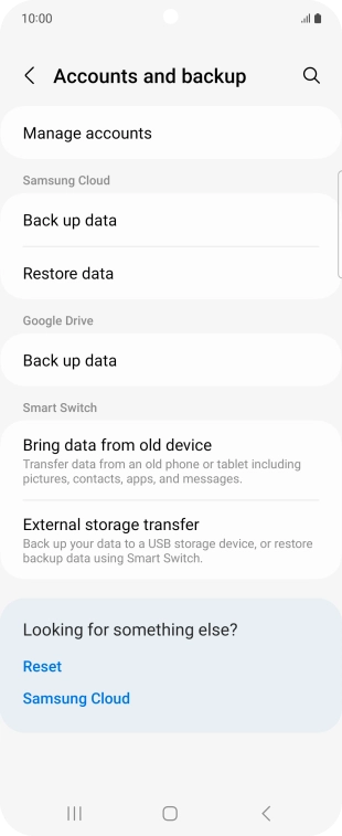 Press Manage accounts.