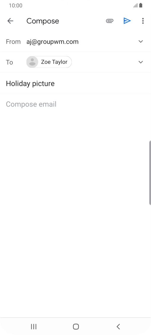 Press the text input field and write the text for your email.