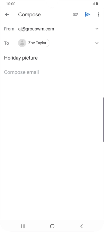 Press the text input field and write the text for your email.