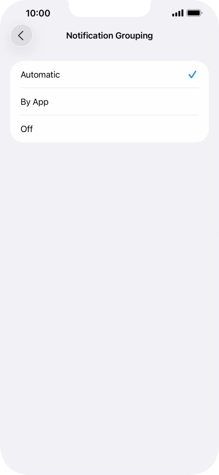 Press the required setting.