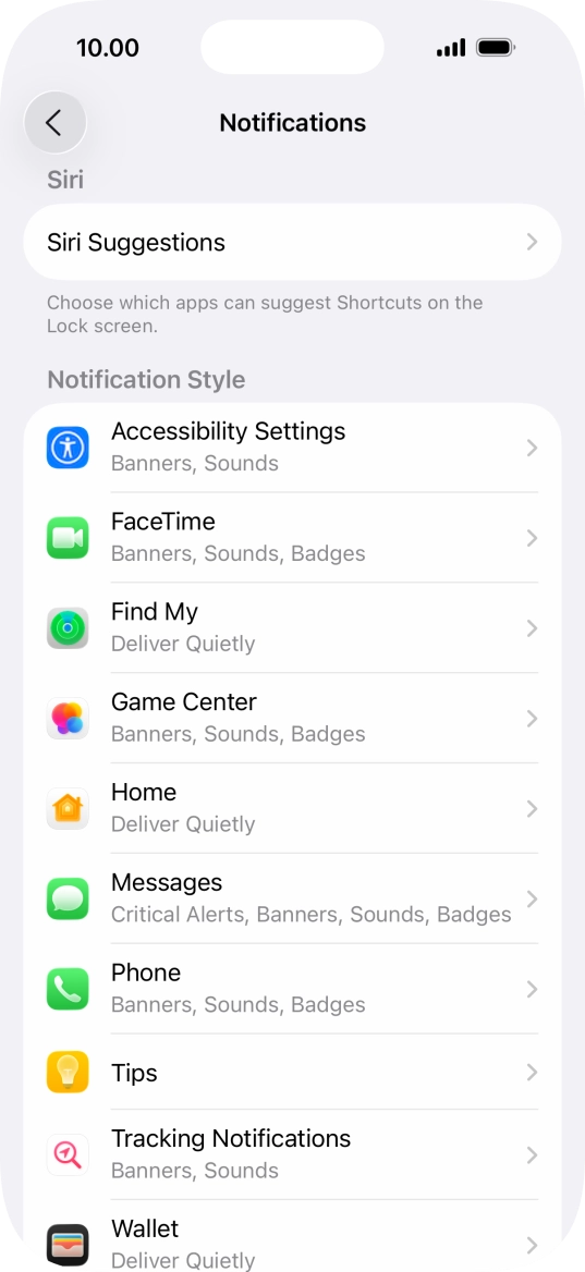 Press the required application.