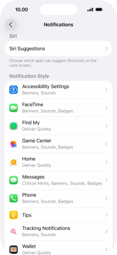 Press the required application.