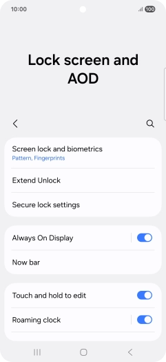Press Screen lock and biometrics and key in the additional phone lock code you created earlier.